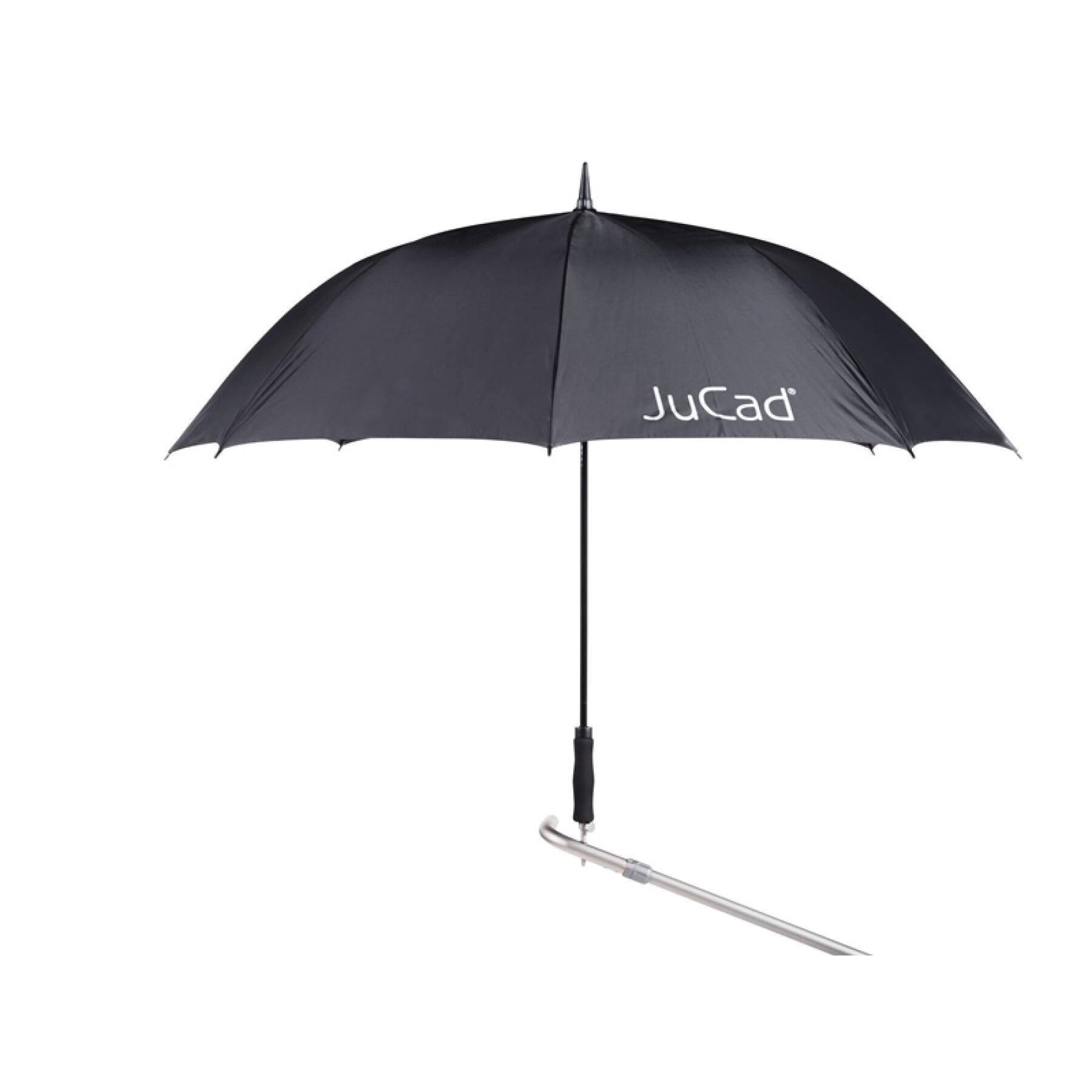 Teleskopiskt paraply med automatisk öppningsmekanism och skaft JuCad