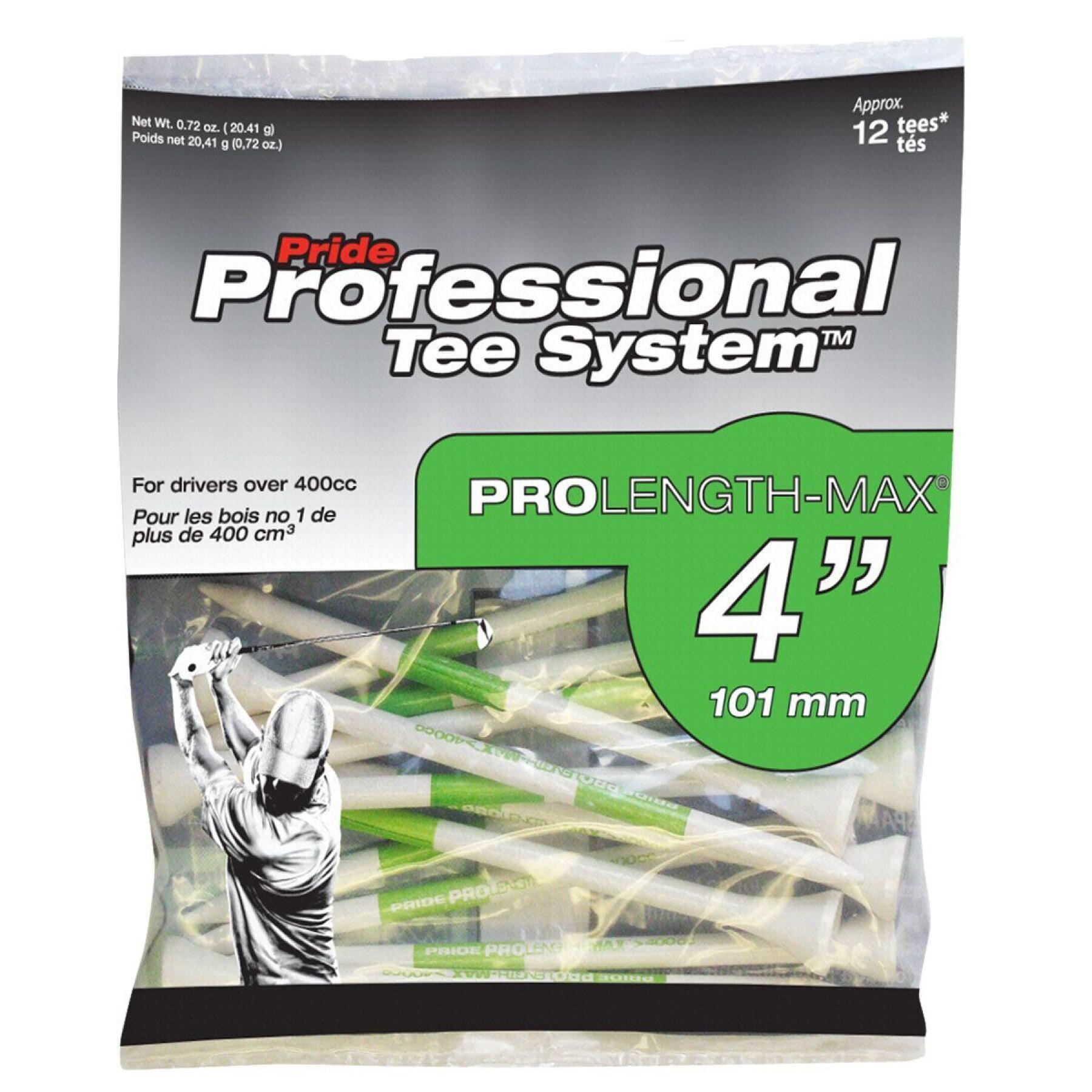 Förpackning med 12 tees Pride Golf Tee prolenght max refill
