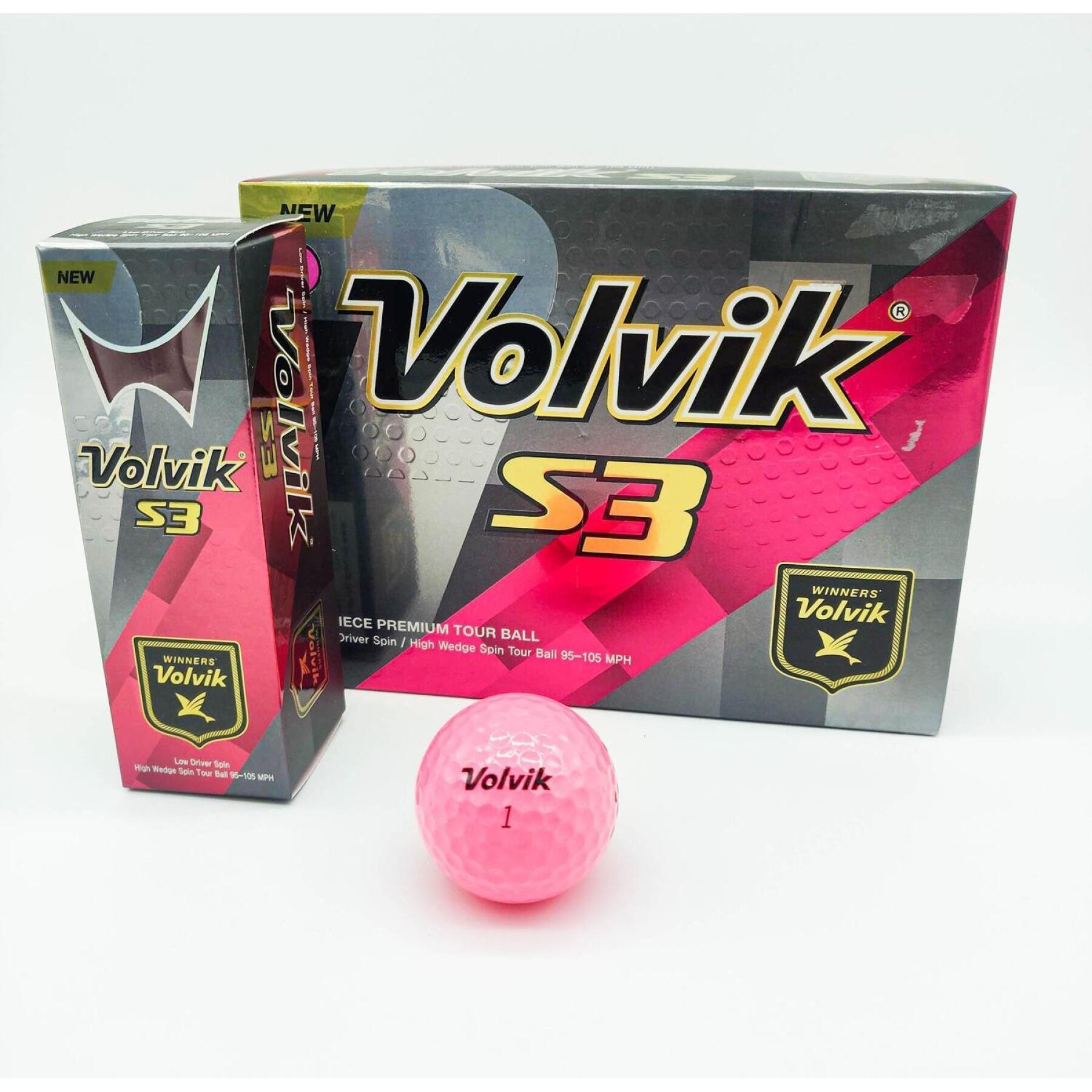 Förpackning med 12 golfbollar Volvik DZ S3