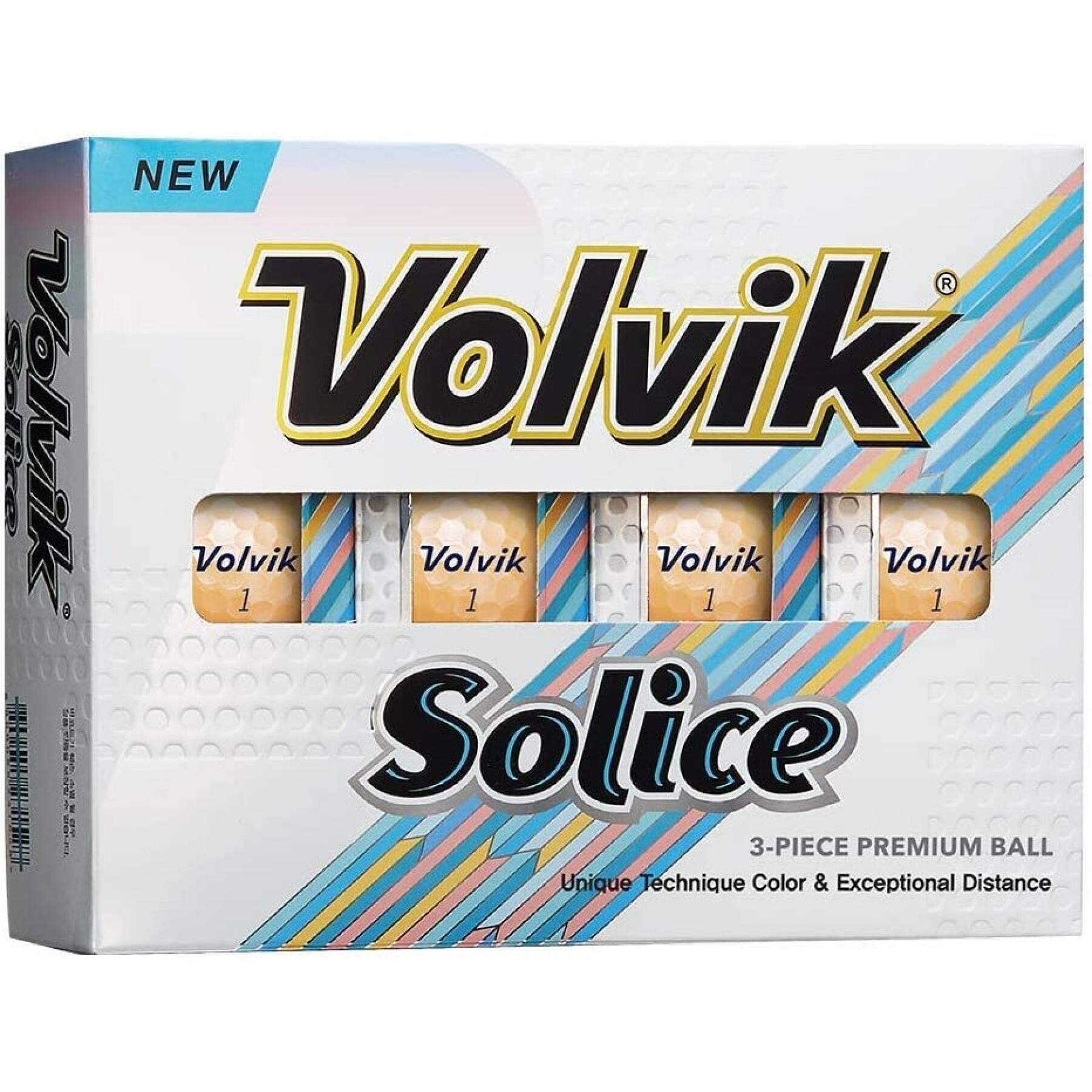 Förpackning med 12 golfbollar Volvik DZ Solice