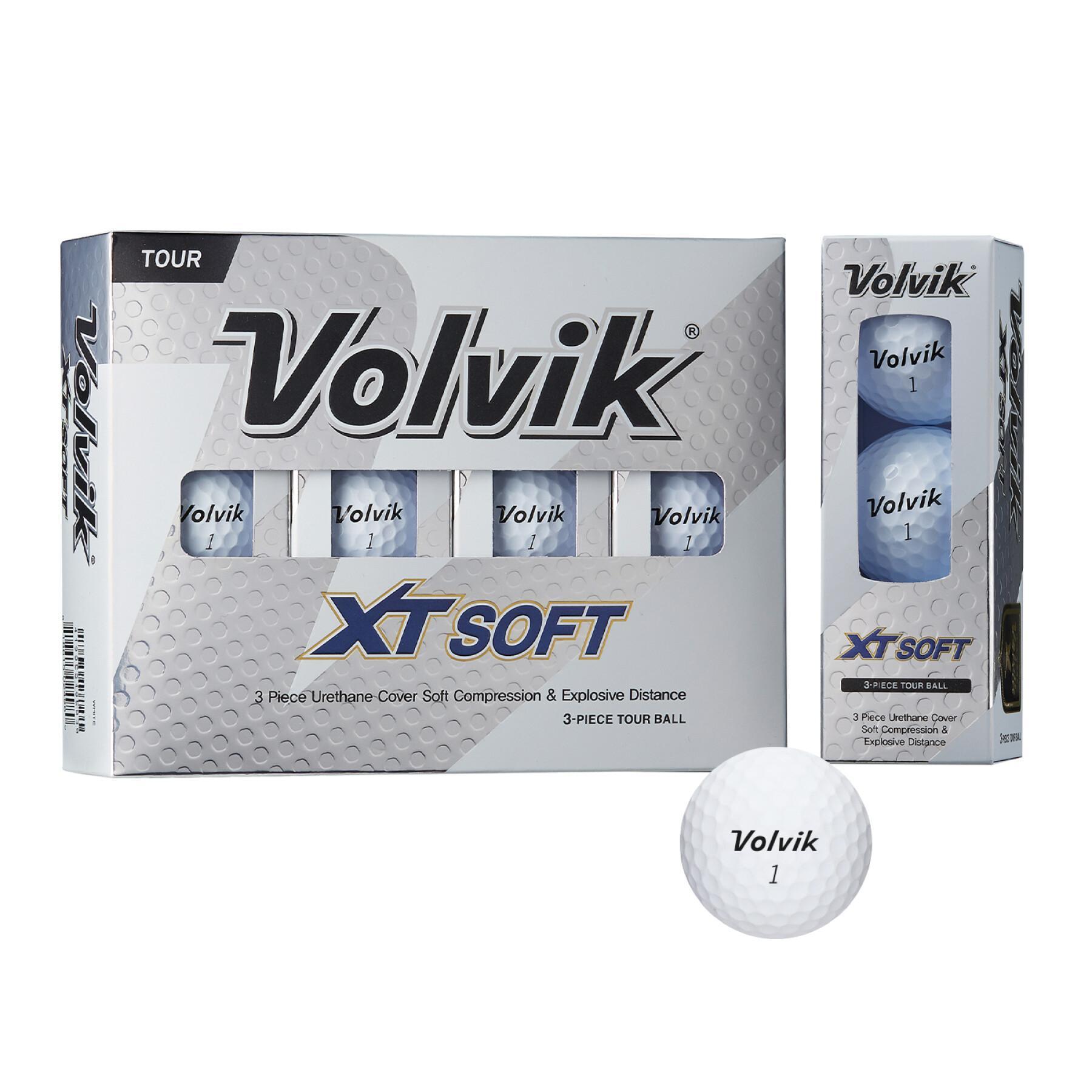 Förpackning med 12 golfbollar Volvik XT Soft blanche