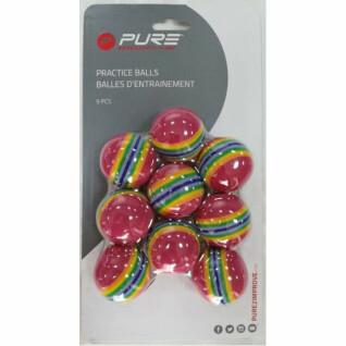 Förpackning med 9 randiga träningsbollar Pure2Improve