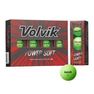 Förpackning med 12 golfbollar Volvik Powersoft verte